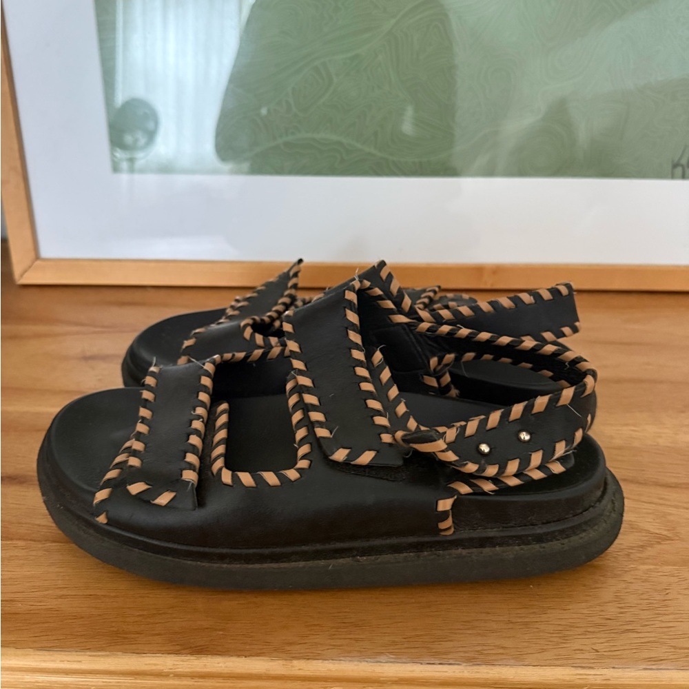 Alohas Barrel Leather Slingback Two strap Sandal size 40